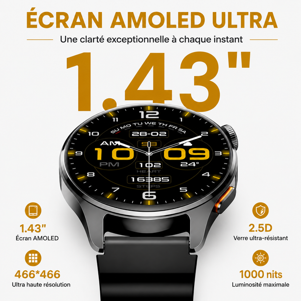 Montre connectée sport PulseX 4S® - Unisexe - Votre coach sportif au poignet