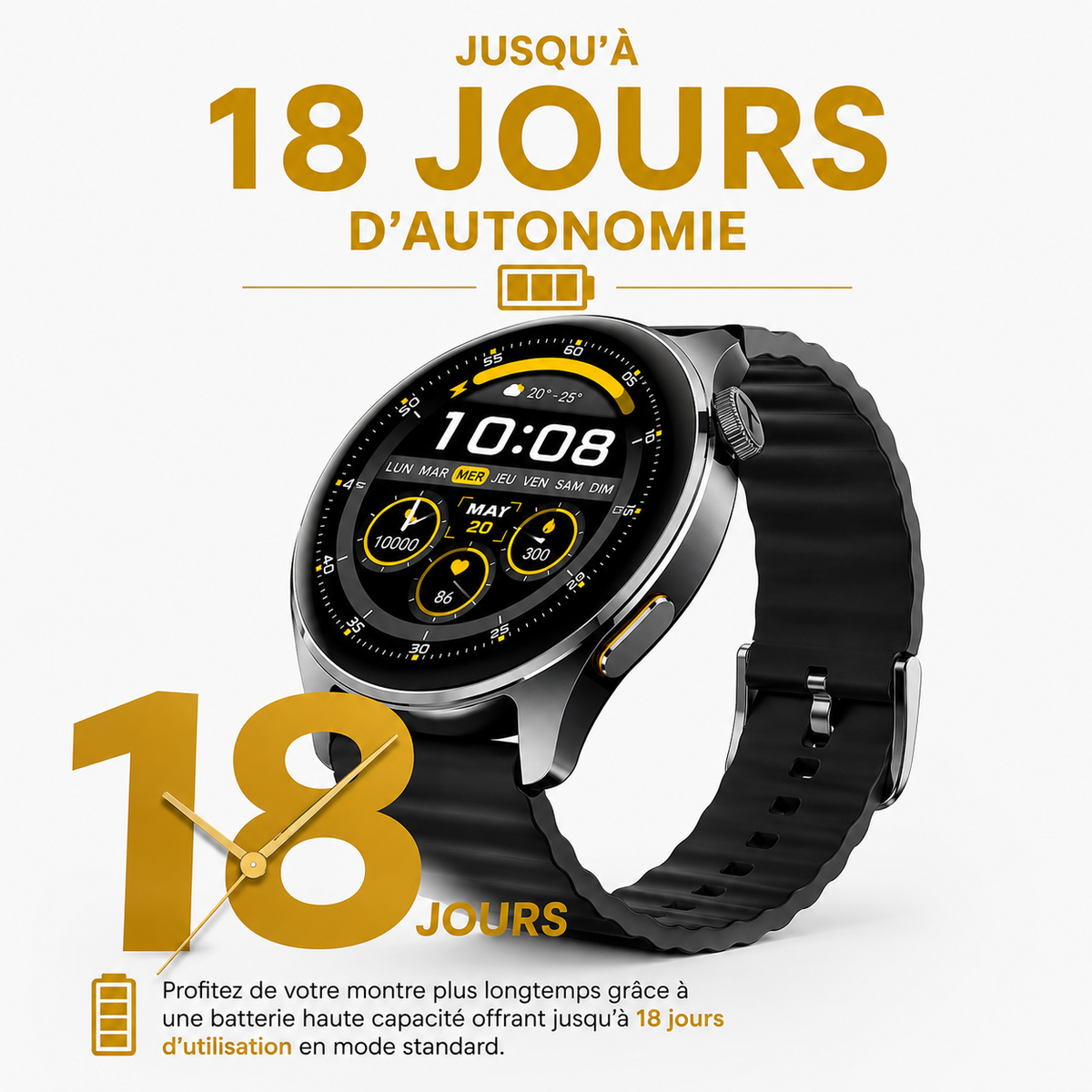 Montre connectée sport PulseX 4S® - Unisexe - Votre coach sportif au poignet