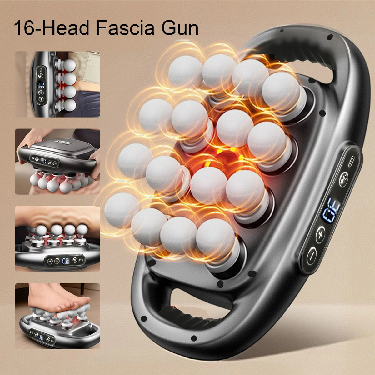 Pistolet/appareil de massage WavePro® musculaire à 16 têtes - 3 modes & 30 vitesses