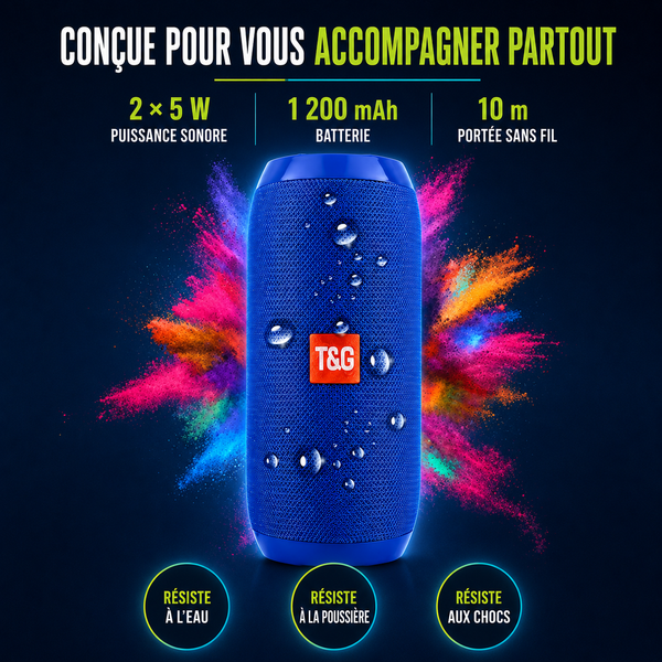 Enceinte bluetooth portable T&G Pulse® - Étanche avec Radio FM