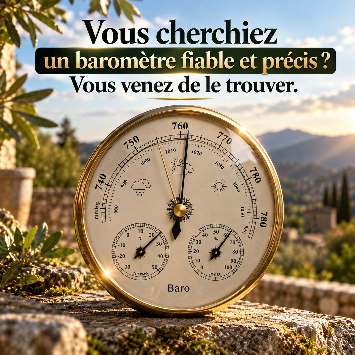 Baromètre 3-en-1 BaroPlus® Thermomètre & Hygromètre - Analyse climatique précise